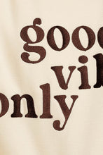 Cream Letter Embroidery Oversized Sweat Shirt