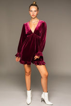 Red Puff Sleeve V-neck Mini Dress