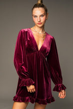 Red Puff Sleeve V-neck Mini Dress