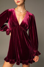 Red Puff Sleeve V-neck Mini Dress