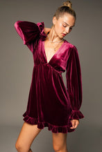 Red Puff Sleeve V-neck Mini Dress