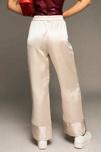 Cream Lurex Stripe Wide Pants