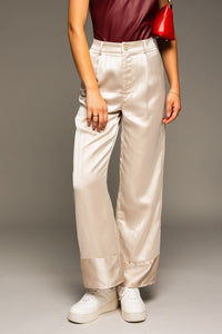 Cream Lurex Stripe Wide Pants
