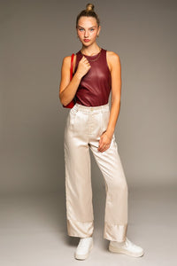 Cream Lurex Stripe Wide Pants