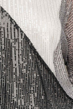 Black-White-Grey Dolman Sleeve Color Block Sequinse Bodysuit