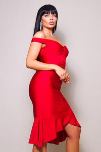 Red The Night We Met Off Shoulder Dress
