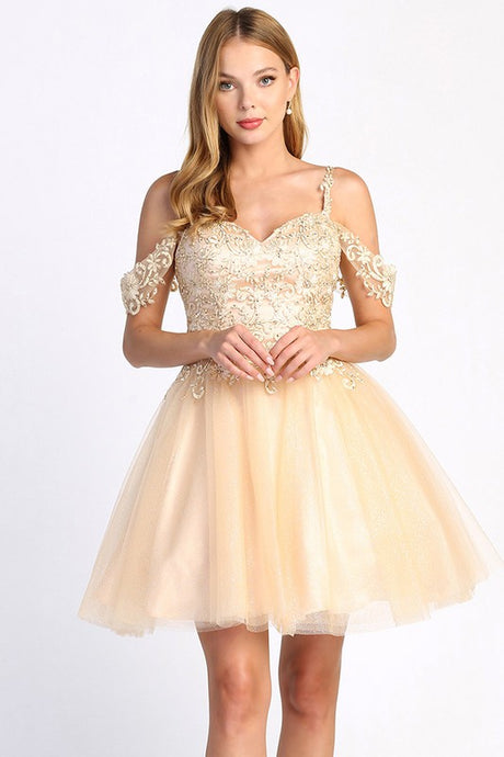 Champagne Short A Line Cocktail Dress