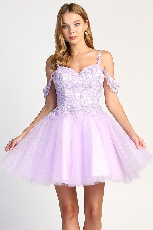 fitted lace wedding dress Light Purple Short A Line Cocktail Dress – Aquarius Brand