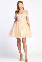 Champagne Short A Line Cocktail Dress