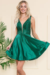 Emerald Green Hotfix A Line Short Dress