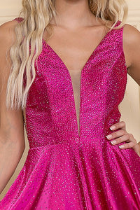 Hot Pink Hotfix A Line Short Dress