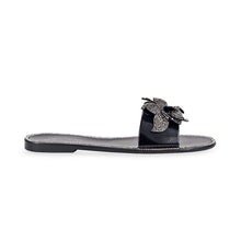 Black Rhinestone Flower W/ Jelly Slide Sandal