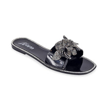 Black Rhinestone Flower W/ Jelly Slide Sandal