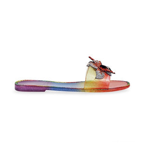Rainbow Rhinestone Flower W/ Jelly Slide Sandal