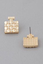 Gold Cream Quilted Perfume Stud Earrings