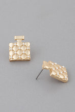 Gold Cream Quilted Perfume Stud Earrings