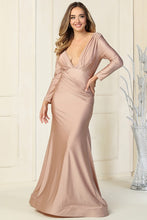 Mauve Long Sleeve Stretch Trumpet Dress