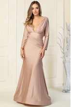 Mauve Long Sleeve Stretch Trumpet Dress