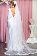 White Long Sleeve Stretch Trumpet Dress