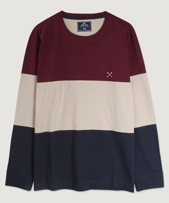 Merlot Long Sleeve Color Block Crew