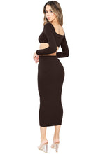 Chocolate Snatched Square Neck Cropped Bra Top With Midi Dress Set