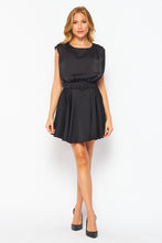 Black Solid Satin  Mini Dress
