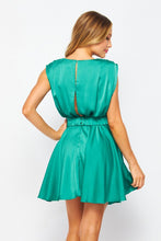 Emerald Solid Satin  Mini Dress