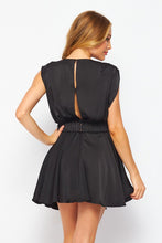 Black Solid Satin  Mini Dress