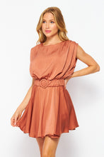 Copper Solid Satin  Mini Dress