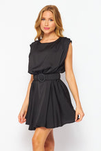 Black Solid Satin  Mini Dress