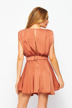 Copper Solid Satin  Mini Dress