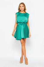 Emerald Solid Satin  Mini Dress