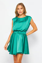 Emerald Solid Satin  Mini Dress