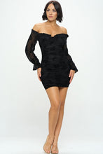 Black Long Sleeve Off Shoulder Mini Dress