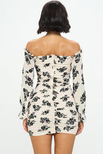 Cream Long Sleeve Off Shoulder Mini Dress