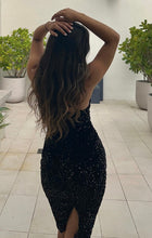 Black Off-the-shoulder Velvet Sequin Short Dress