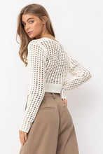 Offwhite Knitted Front Twist Open Stitch Sweater