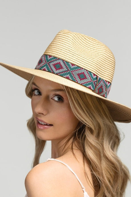 Colorful Ethnic Band Panama Hat