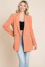 Bradied Melon Long Double Breasted Lapel Collar Blazers