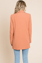 Bradied Melon Long Double Breasted Lapel Collar Blazers