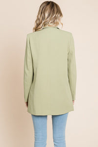 Sage Long Double Breasted Lapel Collar Blazers