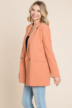 Bradied Melon Long Double Breasted Lapel Collar Blazers