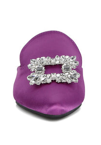 Purple Perrine Diamante Jewel Satin Mules In Black