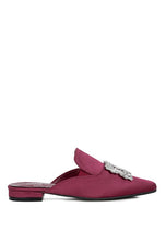 Burgundy Perrine Diamante Jewel Satin Mules In Black