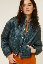 Hunter Green Heart Pattern Lightweight Fashion Jacket
