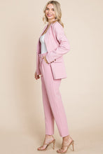 Pink Single Breasted Blazer & High Waisted Pants Set