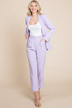 Lavender Single Breasted Blazer & High Waisted Pants Set