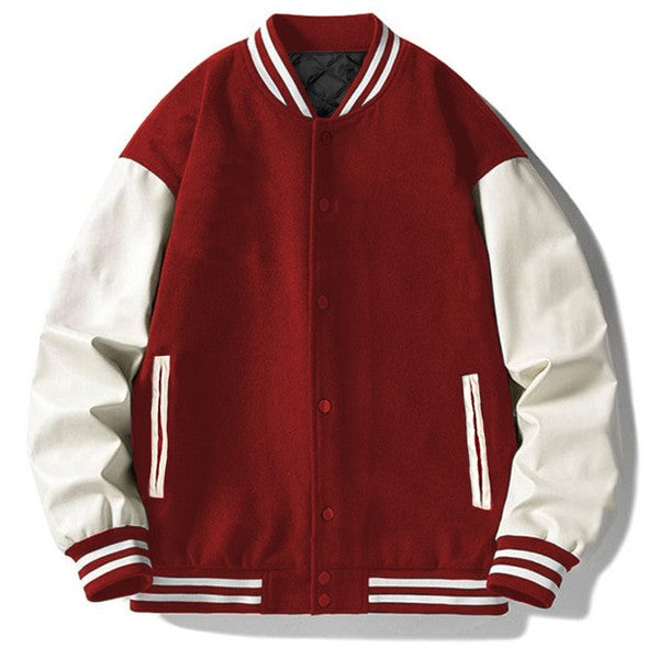Red Melton Lettermans Varsity Jacket