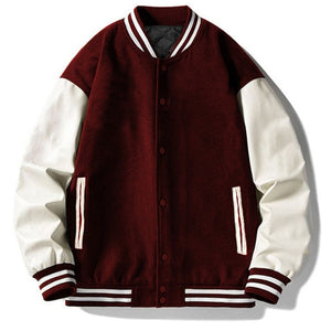 Burgundy Melton Lettermans Varsity Jacket