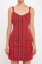 Red Multi Boucle Tweed Bustier Mini Dress